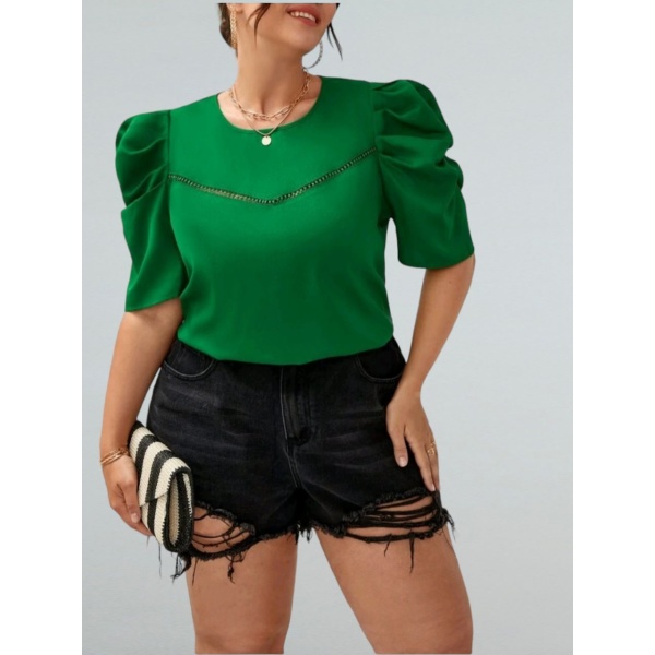 Top de manga farol con encaje