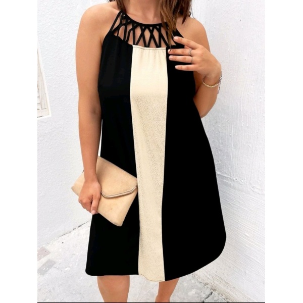 Vestido halter con costura